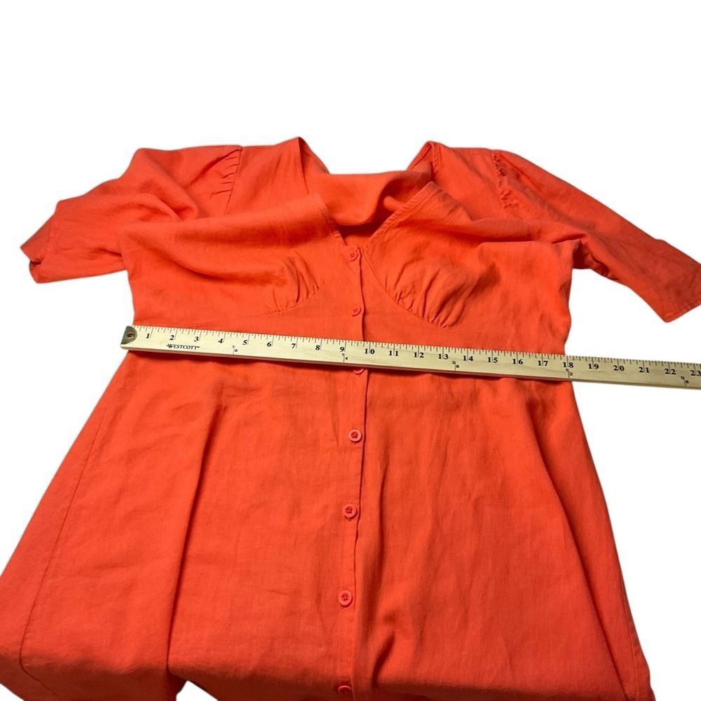 NWT Gap Linen-Blend Mini Dress Size L Blood Orange Lightweight Summer Dress - Picture 11 of 13